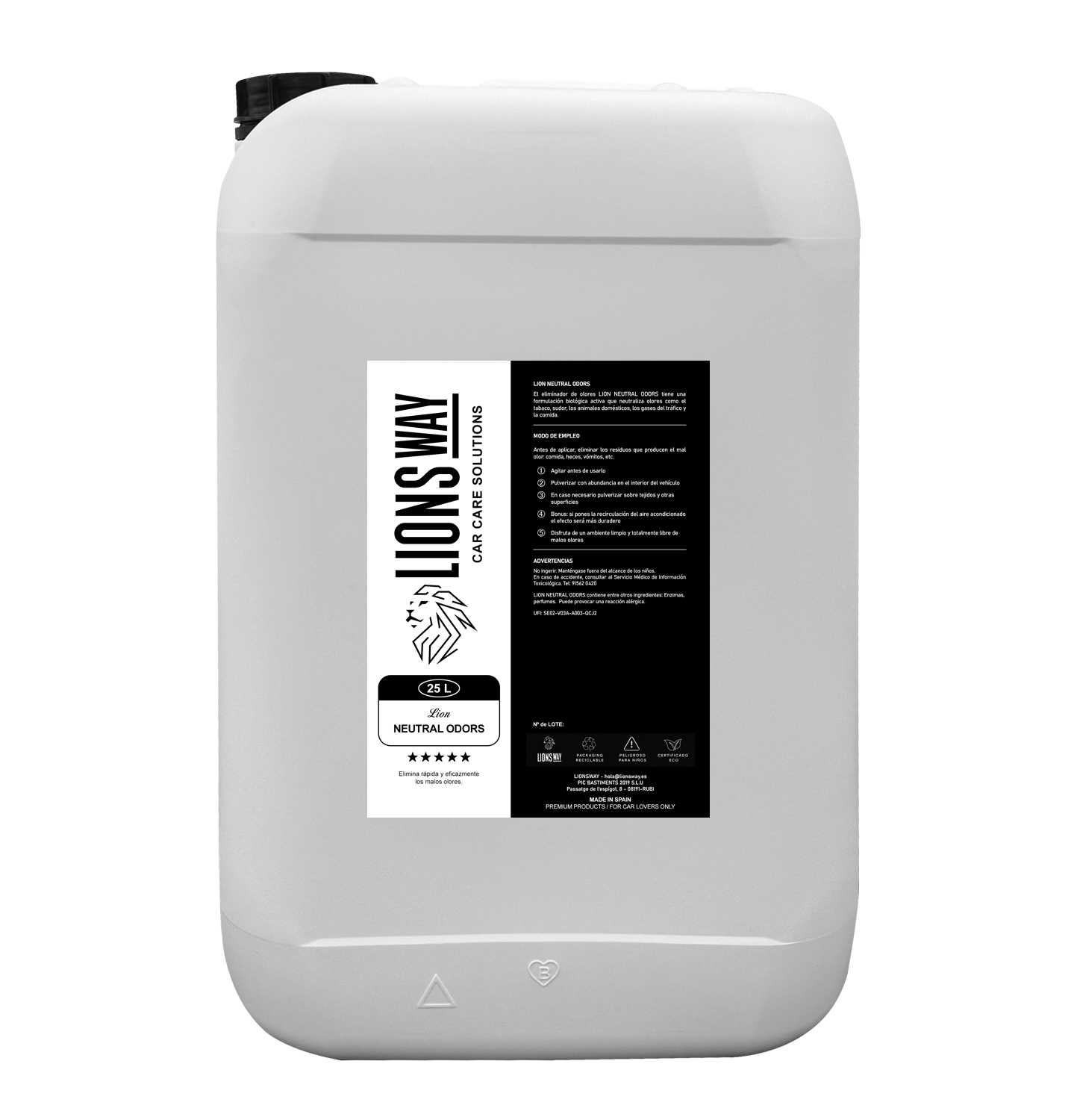 NEUTRAL ODORS 25L - Elimina Olores y Gérmenes en tu vehículo