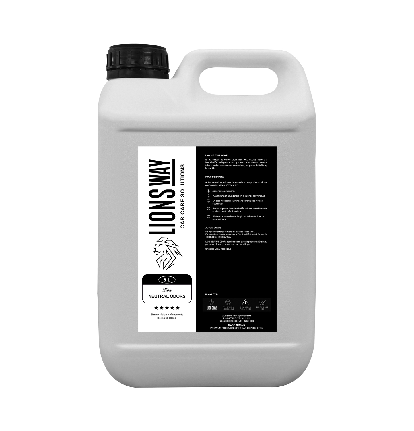 NEUTRAL ODORS 5L - Elimina Olores y Gérmenes en tu vehículo