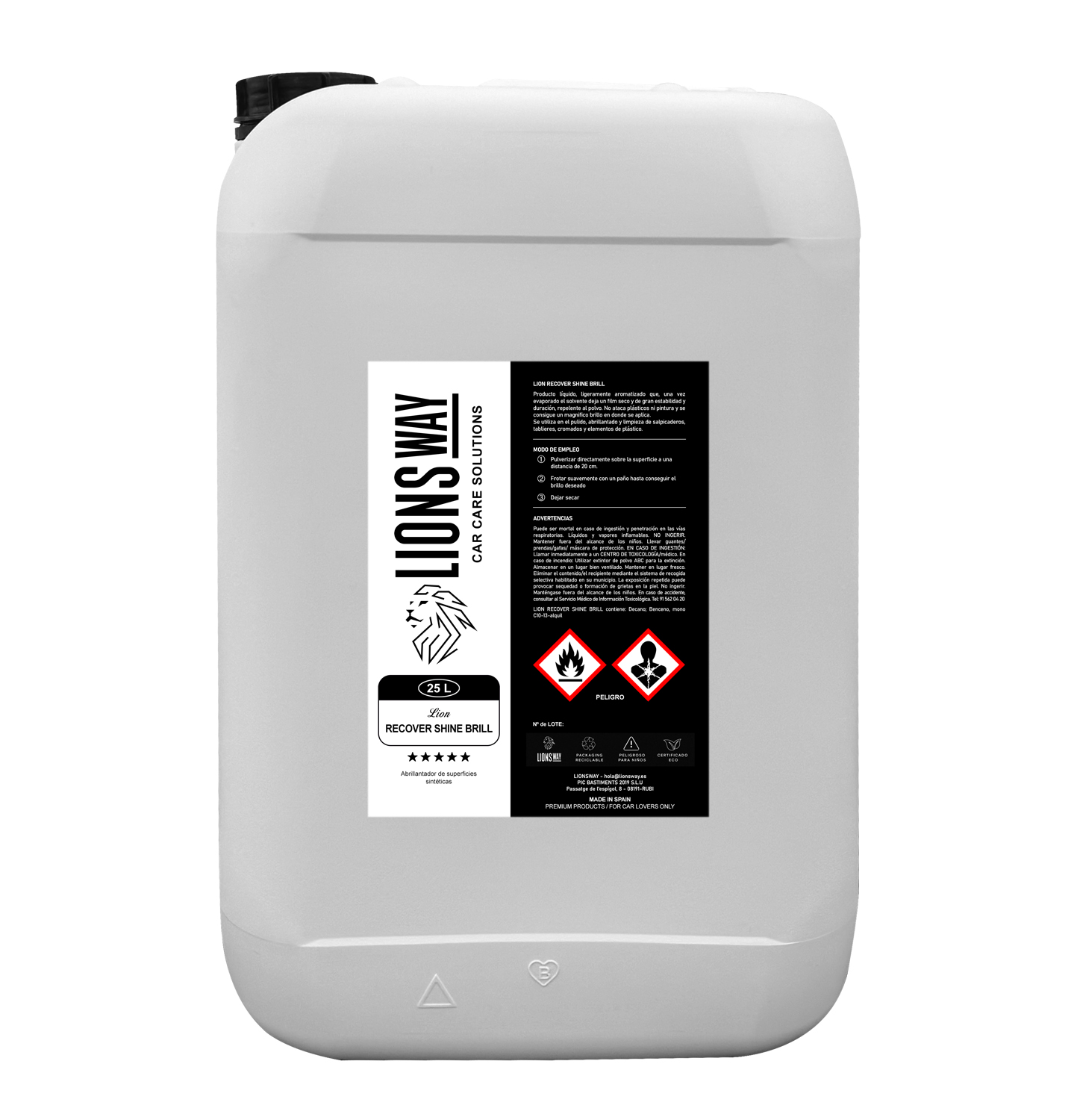 RECOVER BRILL 25L – Limpiador y Renovador de Interiores